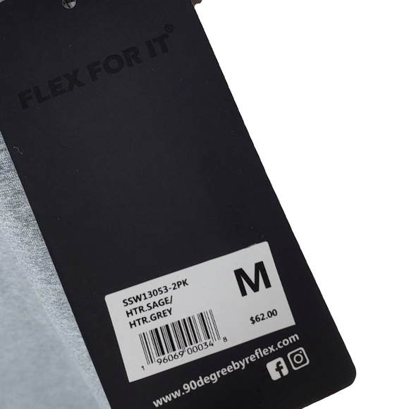 NWT 90 Degree by Reflex 2 Gray Tone V Neck Short Slv Tops - Picture 6 of 7